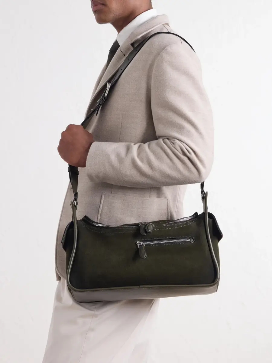 Berluti Périple Barrel Leather-Trimmed Suede Messenger Bag - Men | Thumbnail 3 Berluti Périple Barrel Leather-Trimmed Suede Messenger Bag - Men | Thumbnail 3