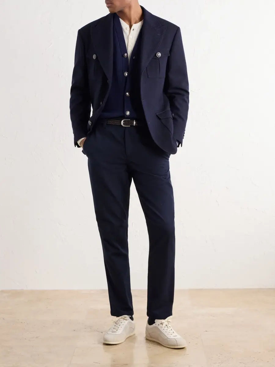 Brunello Cucinelli Tapered Cotton And Wool-Blend Twill Chinos - Men | Thumbnail 2 Brunello Cucinelli Tapered Cotton And Wool-Blend Twill Chinos - Men | Thumbnail 2