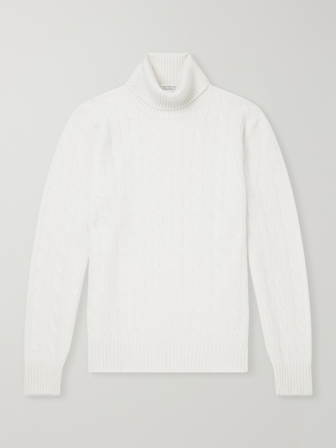 Cable-Knit Cashmere Rollneck Sweater - Men Cable-Knit Cashmere Rollneck Sweater - Men