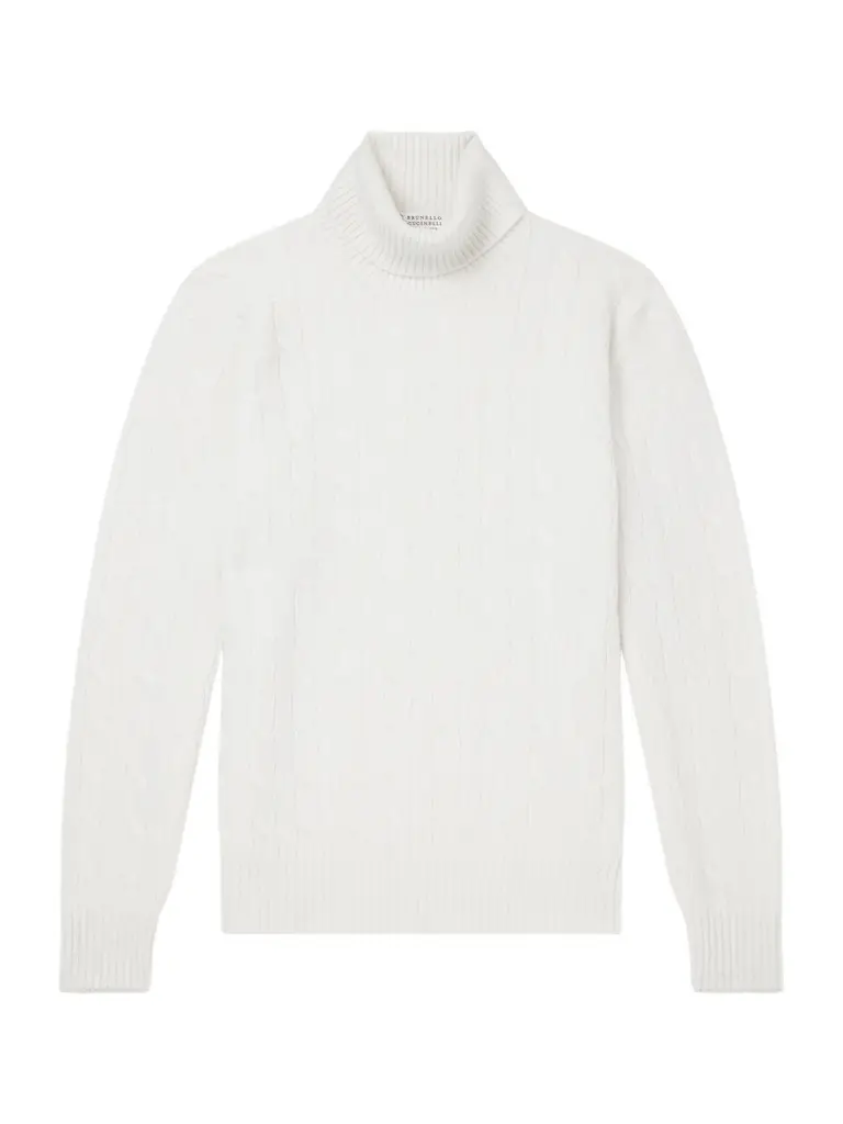 Cable-Knit Cashmere Rollneck Sweater - Men Cable-Knit Cashmere Rollneck Sweater - Men