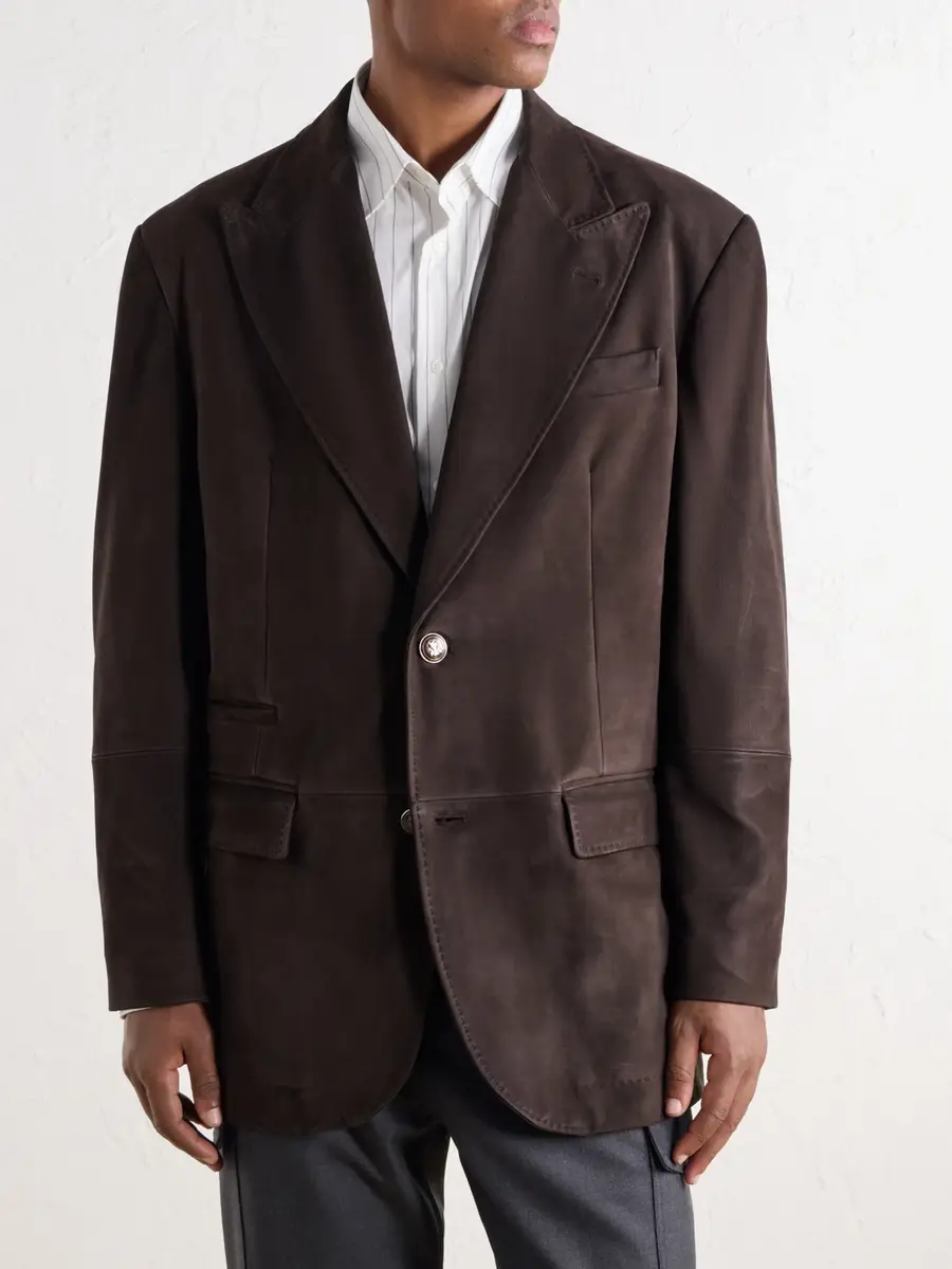Brunello Cucinelli Paneled Pintucked Suede Blazer - Men | Thumbnail 3 Brunello Cucinelli Paneled Pintucked Suede Blazer - Men | Thumbnail 3