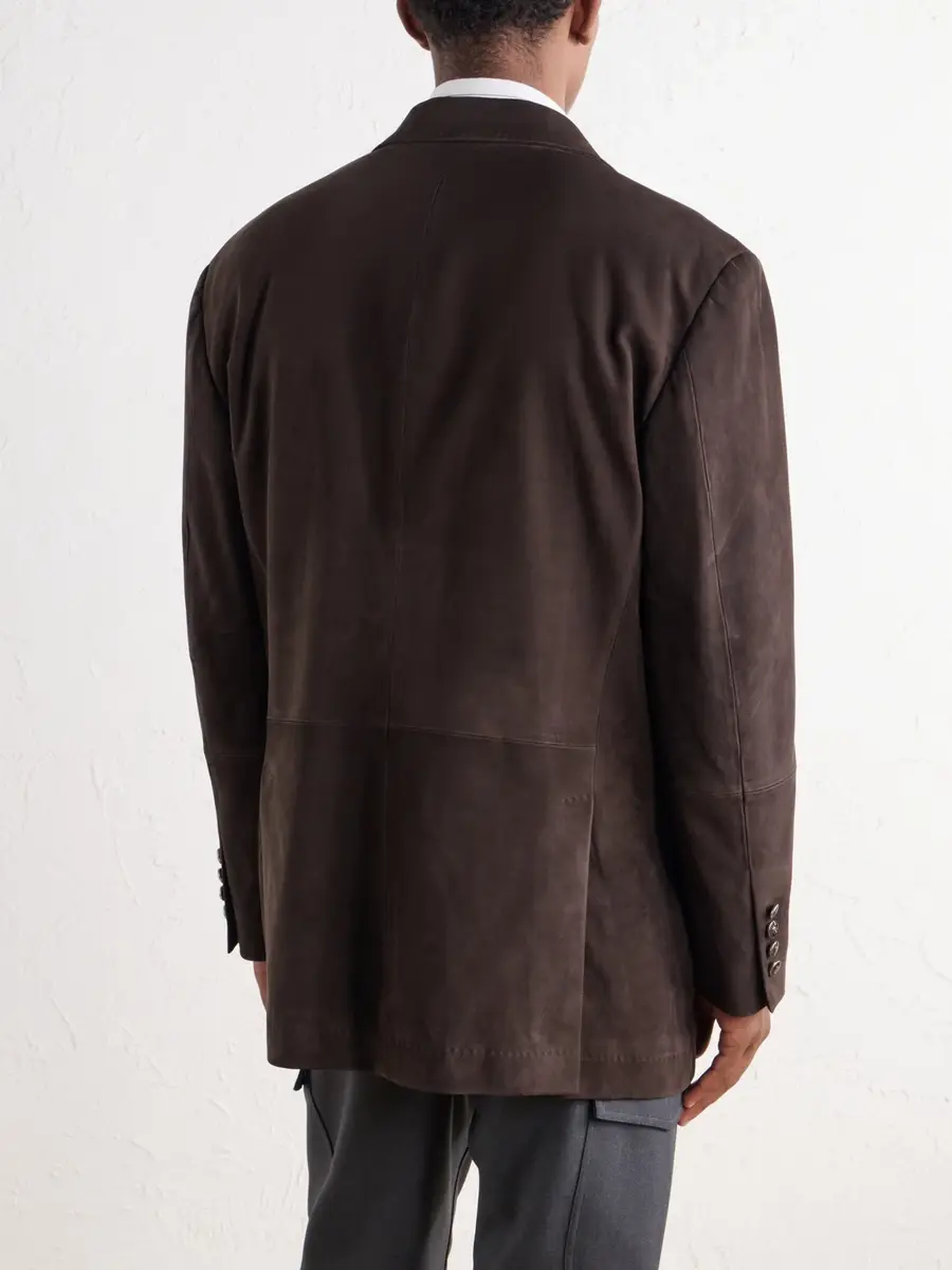 Brunello Cucinelli Paneled Pintucked Suede Blazer - Men | Thumbnail 4 Brunello Cucinelli Paneled Pintucked Suede Blazer - Men | Thumbnail 4