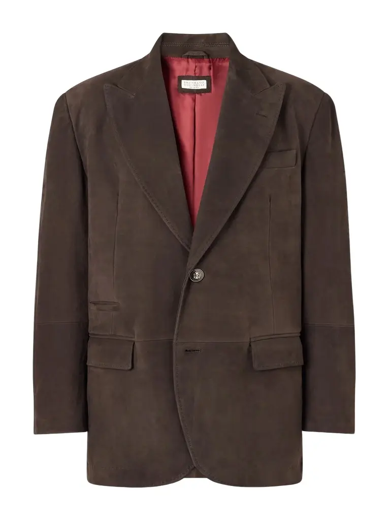 Brunello Cucinelli Paneled Pintucked Suede Blazer - Men