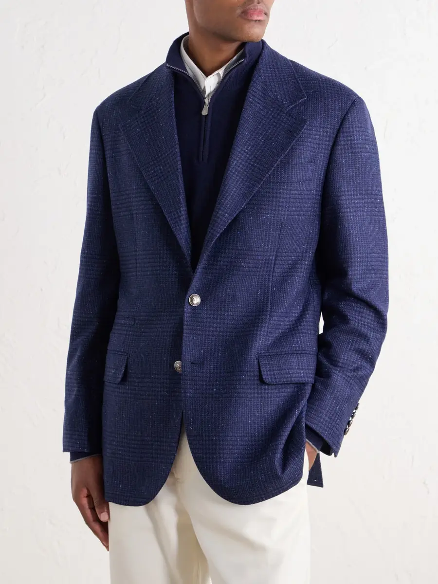 Brunello Cucinelli Prince of Wales Checked Wool and Cashmere-Blend Flannel Blazer - Men | Thumbnail 3 Brunello Cucinelli Prince of Wales Checked Wool and Cashmere-Blend Flannel Blazer - Men | Thumbnail 3