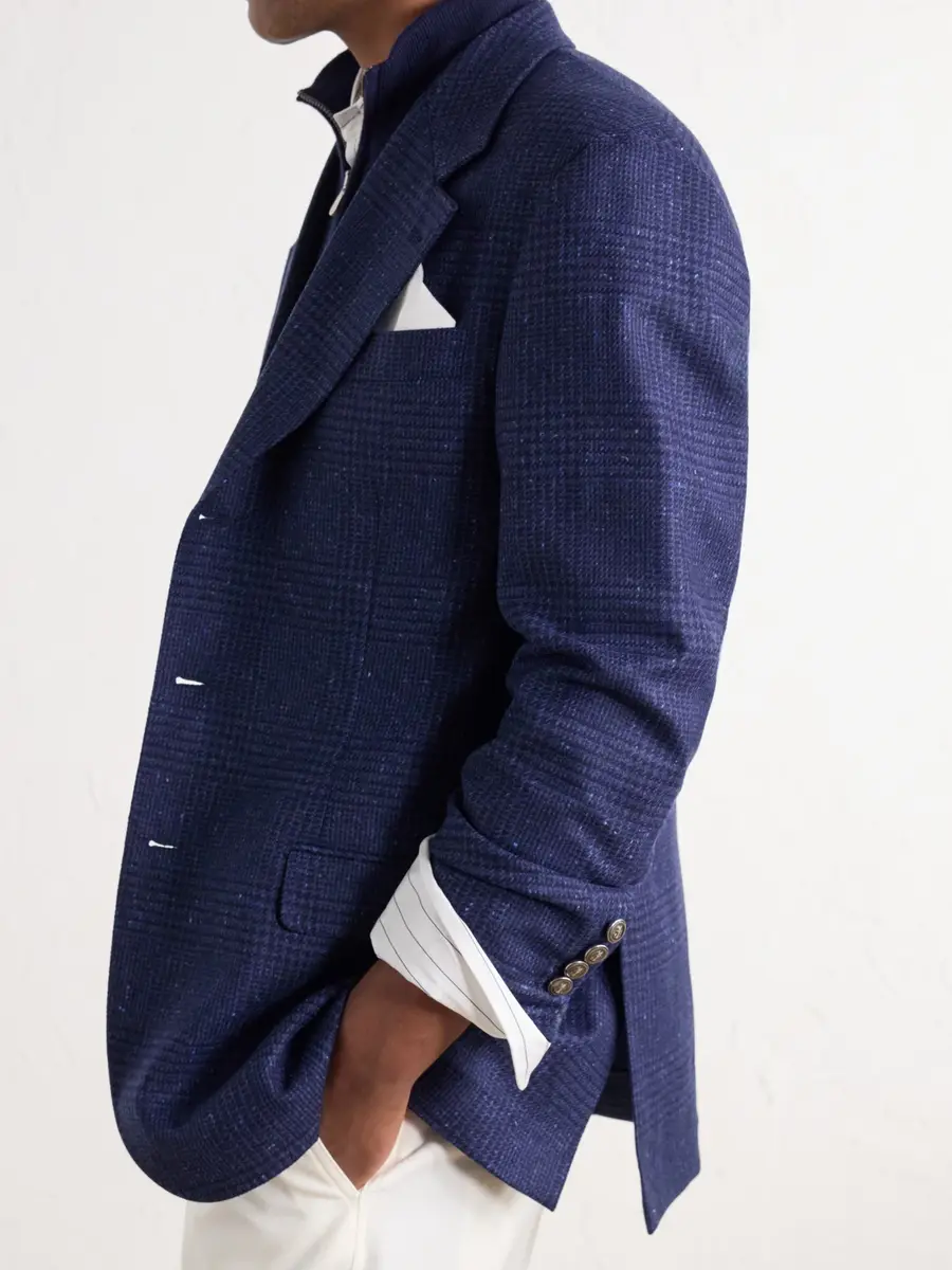 Brunello Cucinelli Prince of Wales Checked Wool and Cashmere-Blend Flannel Blazer - Men | Thumbnail 5 Brunello Cucinelli Prince of Wales Checked Wool and Cashmere-Blend Flannel Blazer - Men | Thumbnail 5
