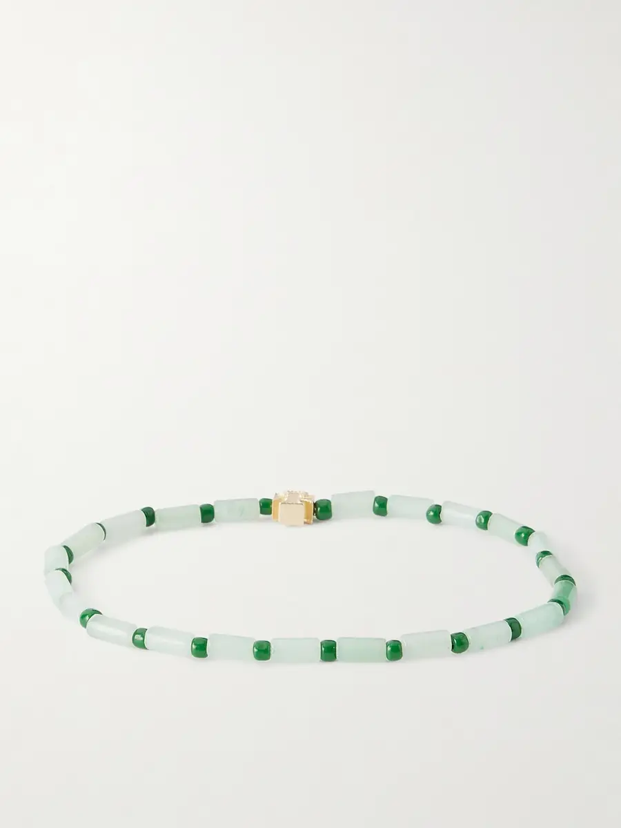 LUIS MORAIS 14-Karat Gold Aventurine Beaded Bracelet - Men | Thumbnail 3 LUIS MORAIS 14-Karat Gold Aventurine Beaded Bracelet - Men | Thumbnail 3