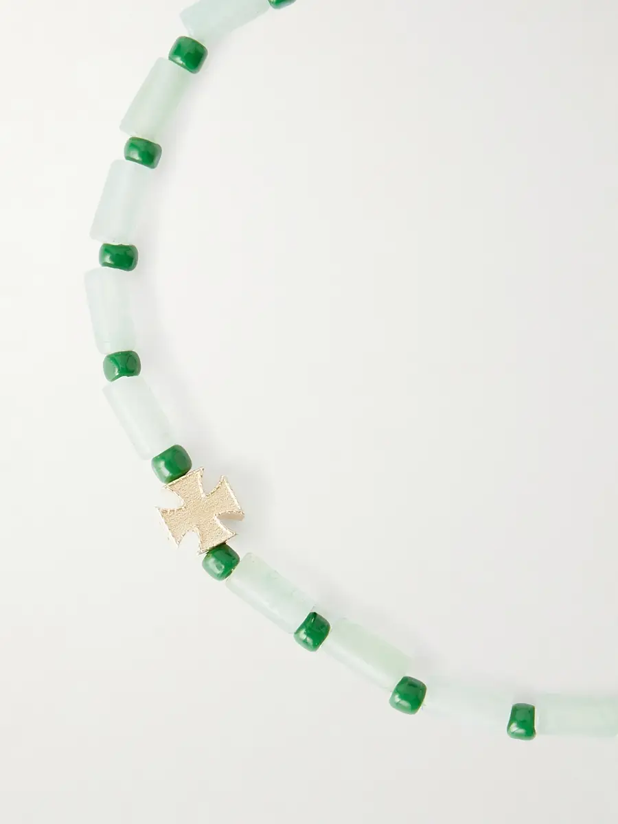 LUIS MORAIS 14-Karat Gold Aventurine Beaded Bracelet - Men | Thumbnail 4 LUIS MORAIS 14-Karat Gold Aventurine Beaded Bracelet - Men | Thumbnail 4