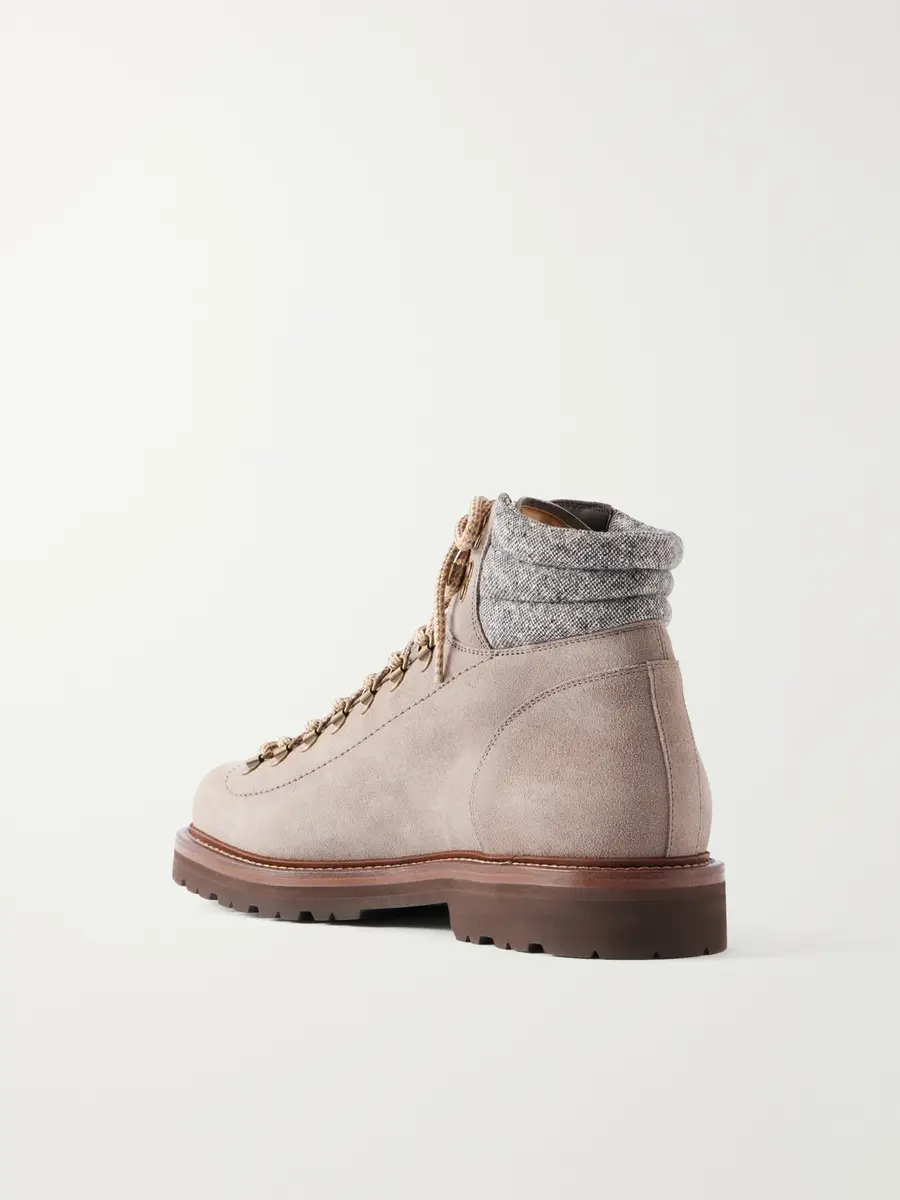 Brunello Cucinelli Leather-Trimmed Suede Hiking Boots - Men | Thumbnail 4 Brunello Cucinelli Leather-Trimmed Suede Hiking Boots - Men | Thumbnail 4