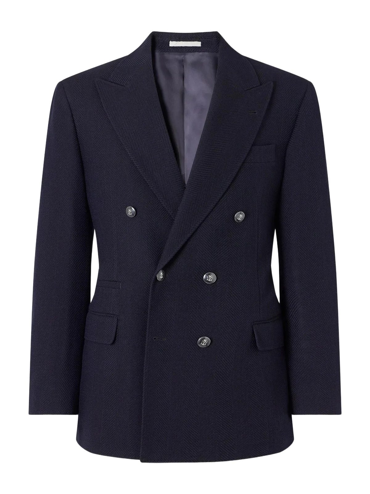 Brunello Cucinelli Double-Breasted Wool And Cotton-Blend Herringbone Suit Jacket - Men