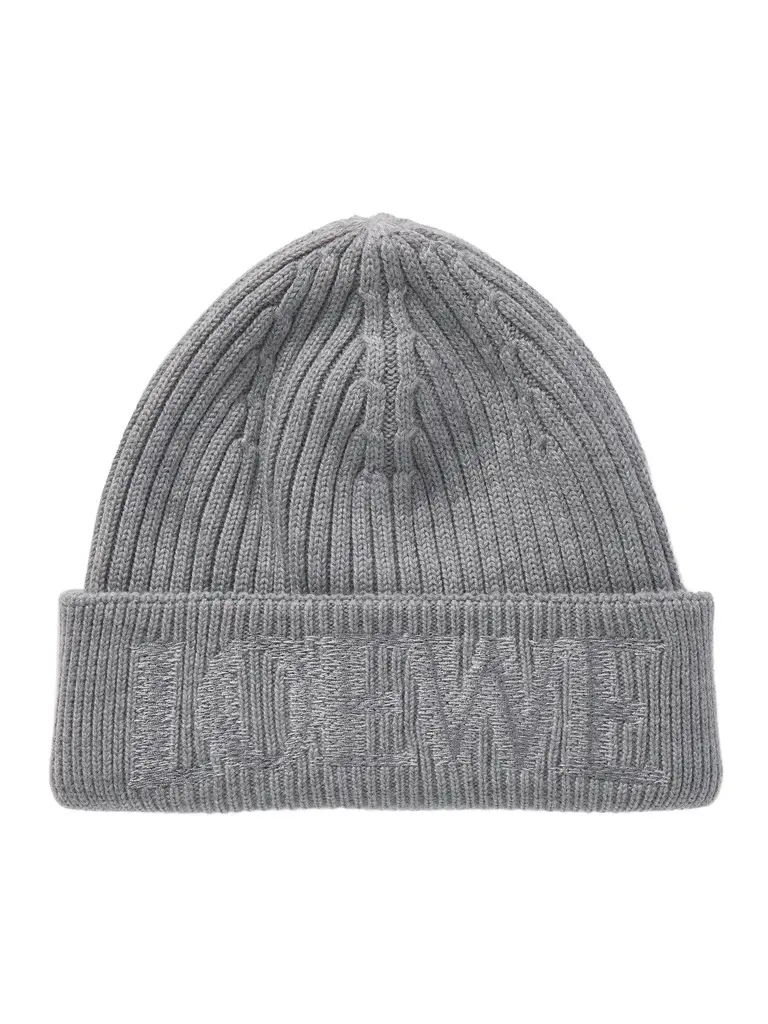 Loewe Logo-Embroidered Ribbed Wool Beanie - Men