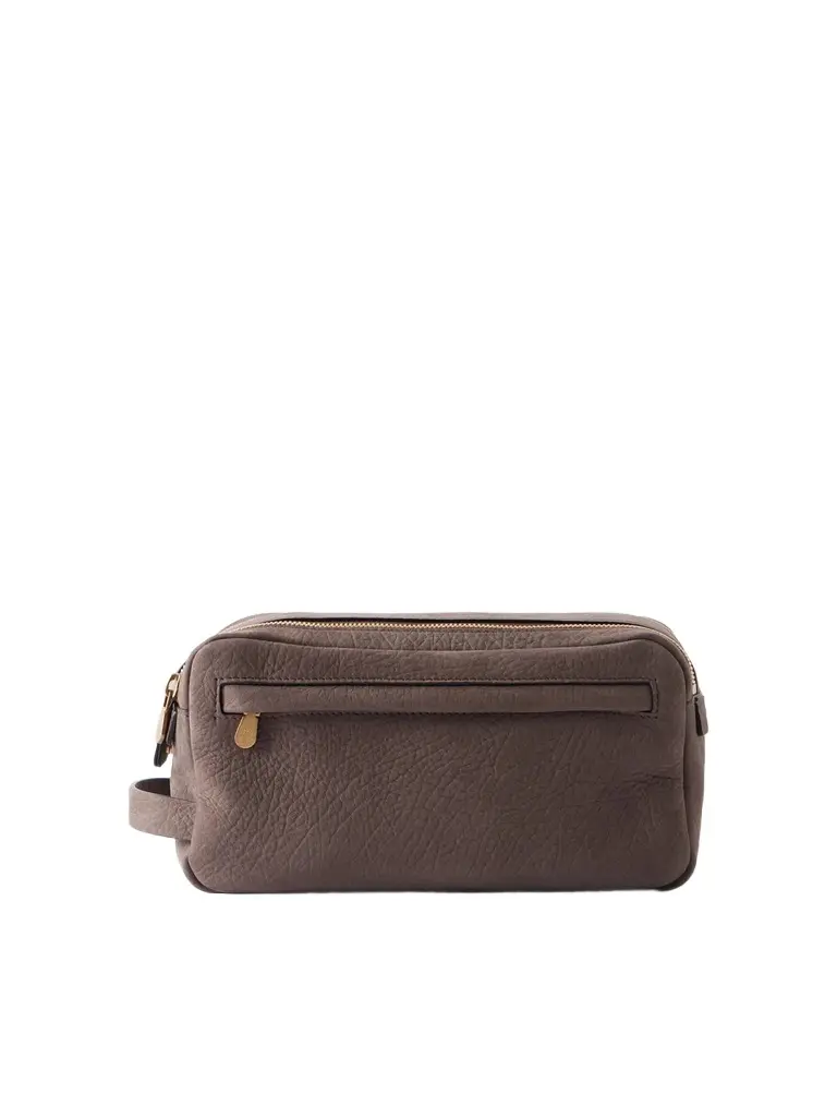 Brunello Cucinelli Full-Grain Leather Wash Bag - Men