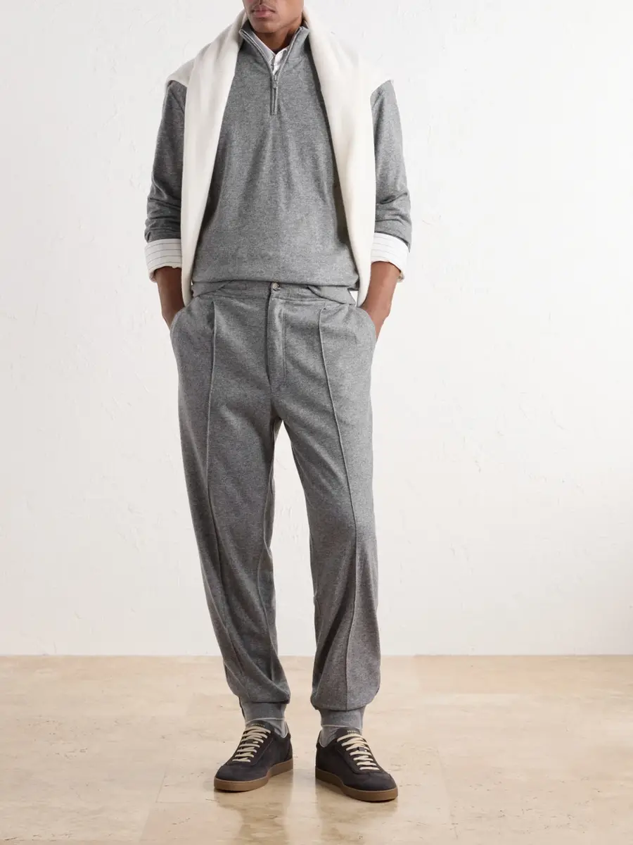 Brunello Cucinelli Logo-Embroidered Cashmere Half-Zip Sweater - Men | Thumbnail 2