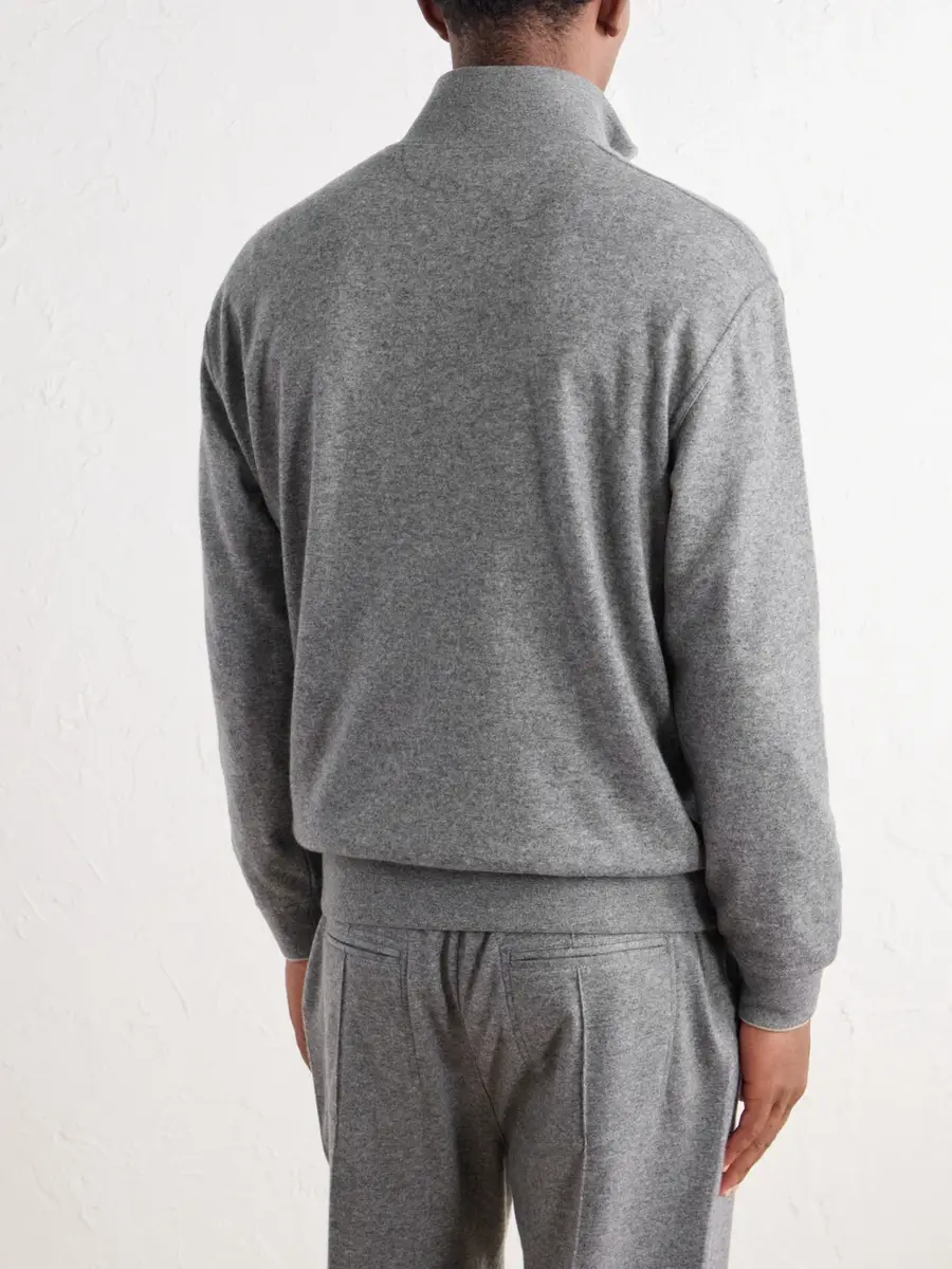 Brunello Cucinelli Logo-Embroidered Cashmere Half-Zip Sweater - Men | Thumbnail 4