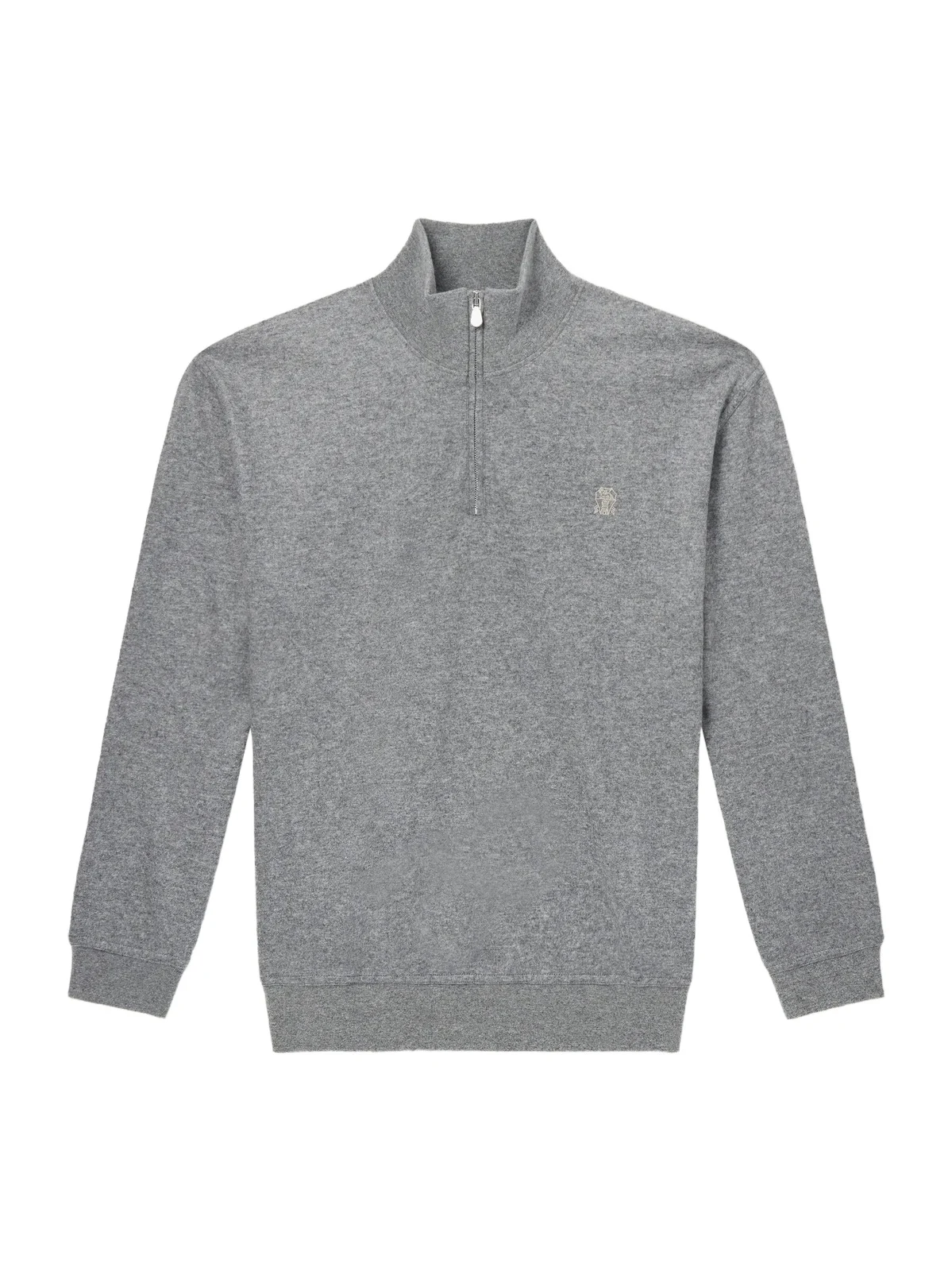 Brunello Cucinelli Logo-Embroidered Cashmere Half-Zip Sweater - Men