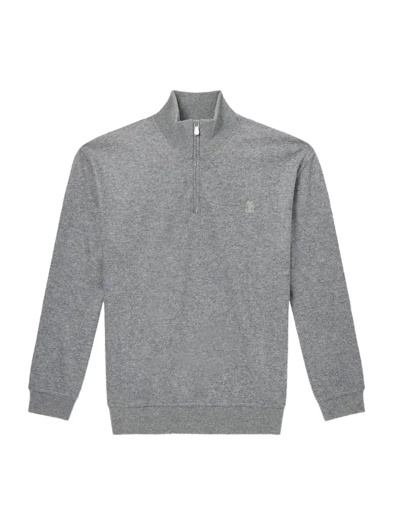 Logo-Embroidered Cashmere Half-Zip Sweater - Men Logo-Embroidered Cashmere Half-Zip Sweater - Men