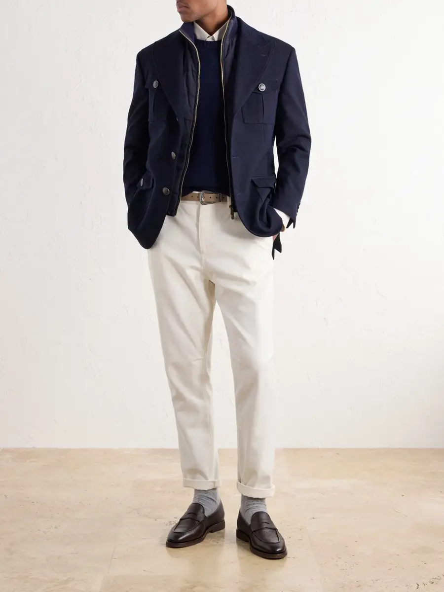 Brunello Cucinelli Herringbone Wool and Cotton-Blend Twill Jacket with Detachable Shell Liner - Men | Thumbnail 2 Brunello Cucinelli Herringbone Wool and Cotton-Blend Twill Jacket with Detachable Shell Liner - Men | Thumbnail 2