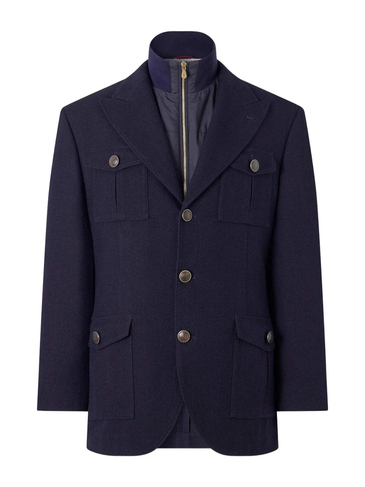 Brunello Cucinelli Herringbone Wool and Cotton-Blend Twill Jacket with Detachable Shell Liner - Men
