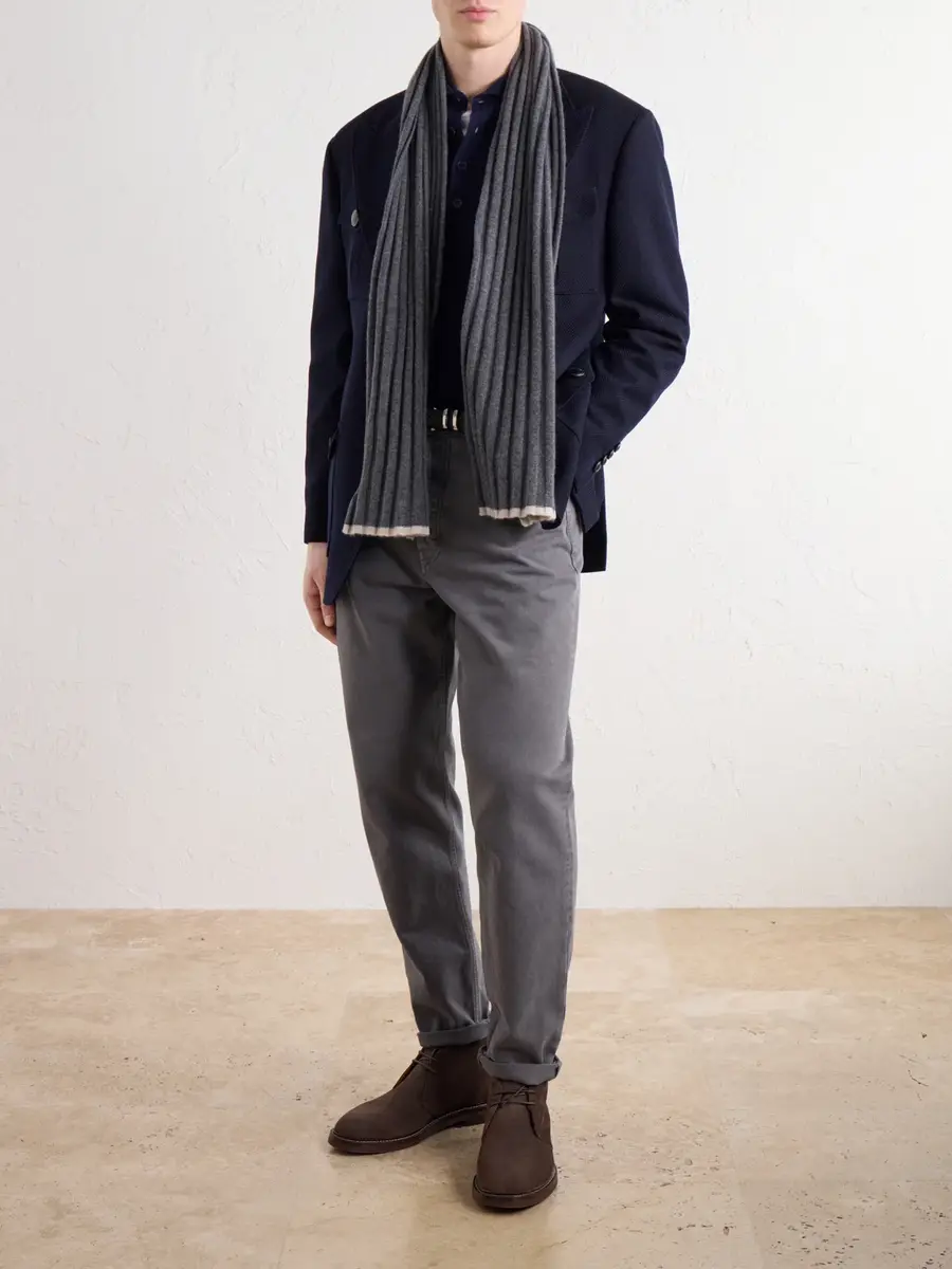 Brunello Cucinelli Ribbed Cashmere Scarf - Men | Thumbnail 2 Brunello Cucinelli Ribbed Cashmere Scarf - Men | Thumbnail 2