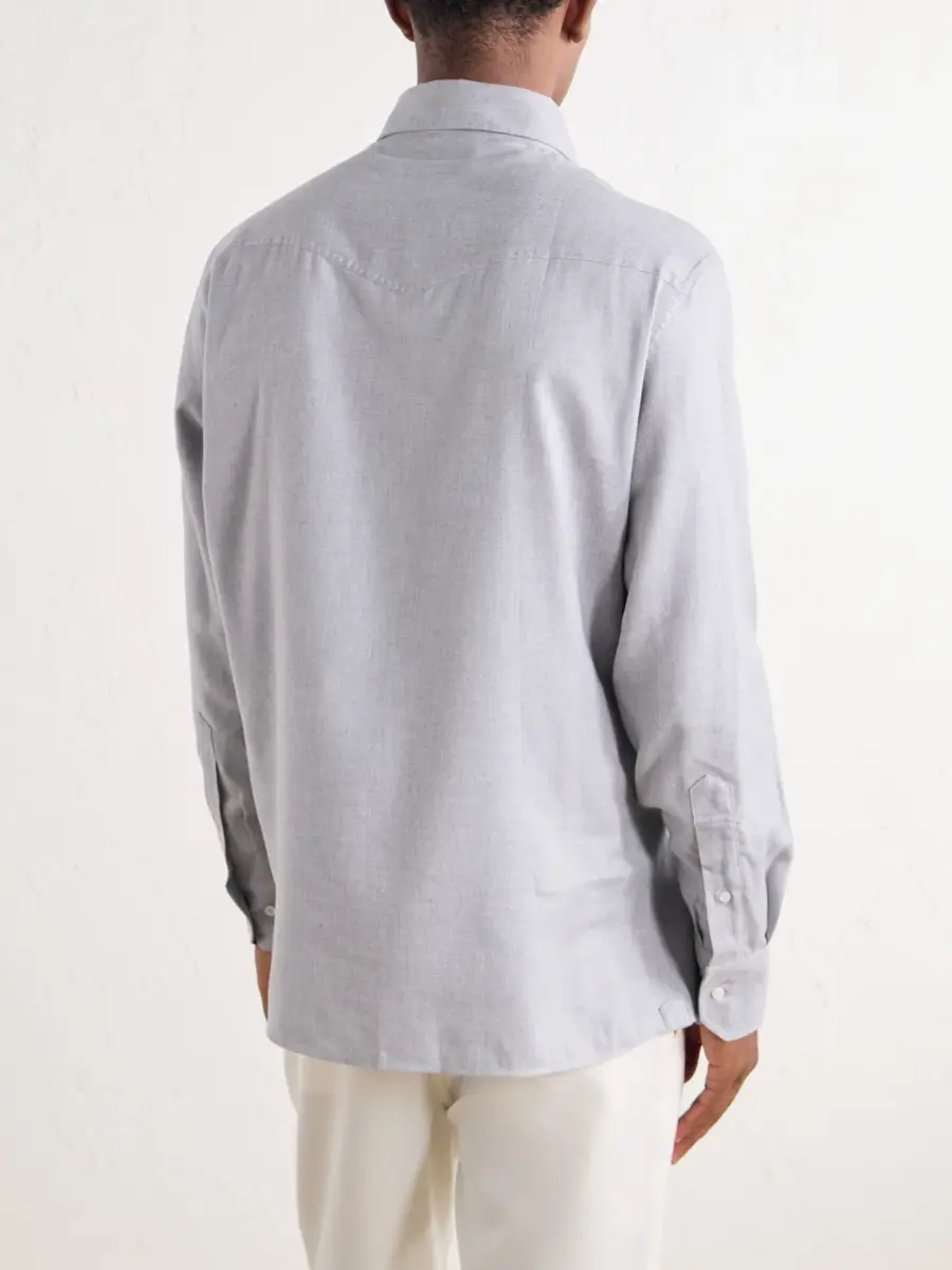 Brunello Cucinelli Cotton-Flannel Western Shirt - Men | Thumbnail 4 Brunello Cucinelli Cotton-Flannel Western Shirt - Men | Thumbnail 4