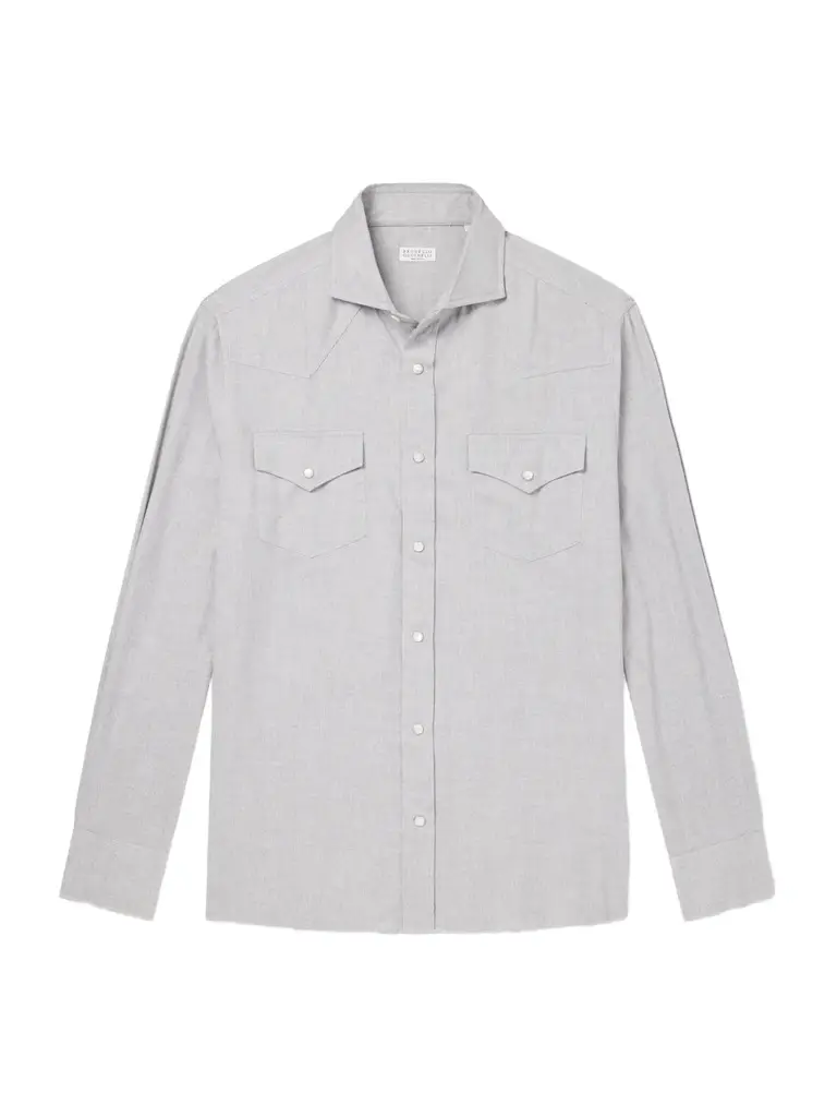 Cotton-Flannel Western Shirt - Men
