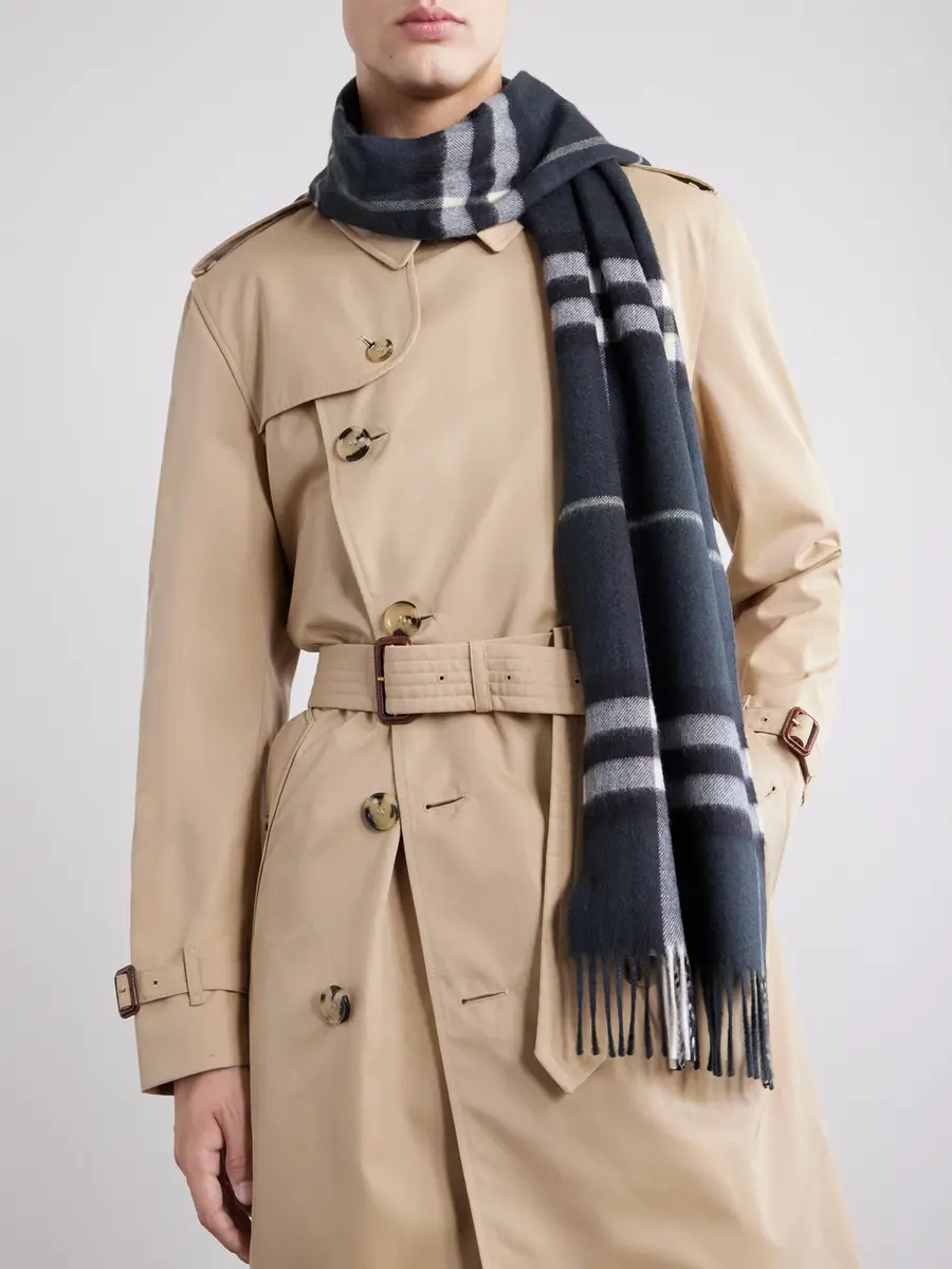 Burberry Fringed Checked Cashmere Scarf - Men | Thumbnail 2 Burberry Fringed Checked Cashmere Scarf - Men | Thumbnail 2