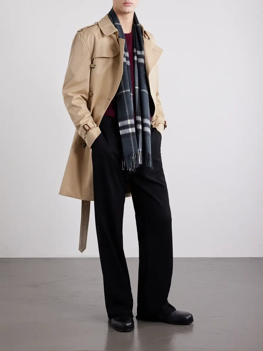 Burberry Fringed Checked Cashmere Scarf - Men | Thumbnail 3 Burberry Fringed Checked Cashmere Scarf - Men | Thumbnail 3