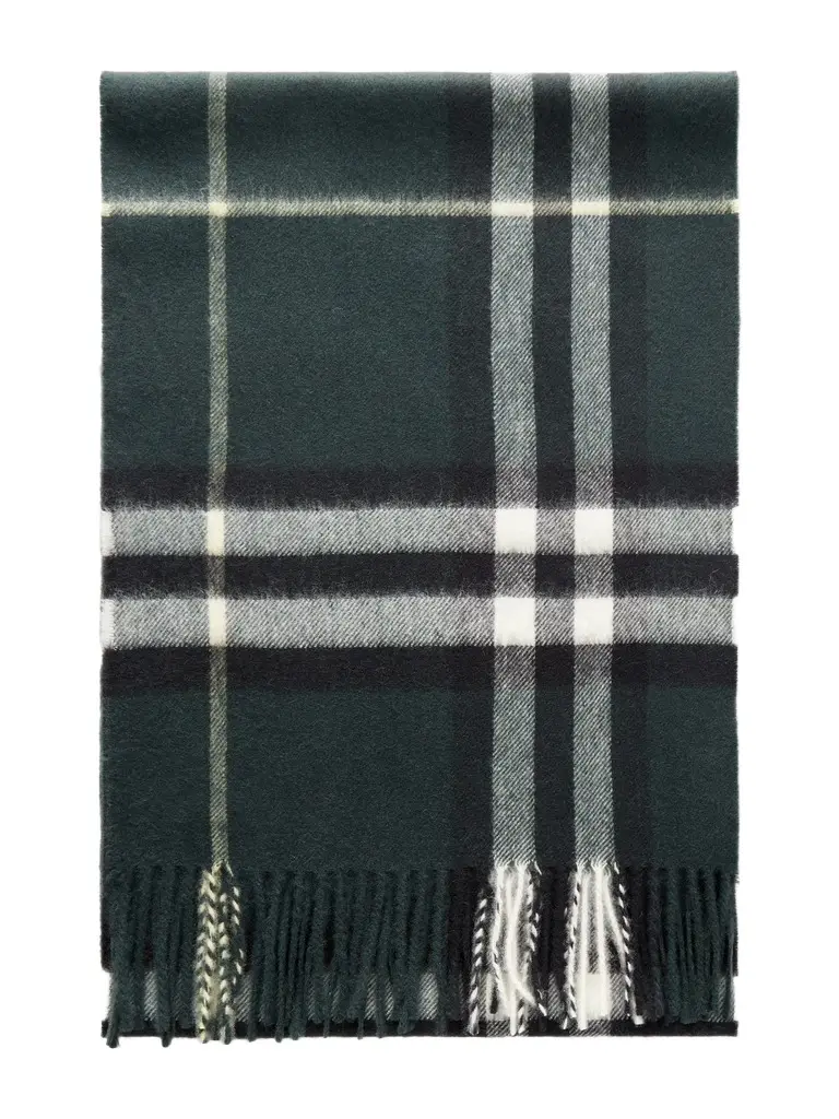 Burberry Fringed Checked Cashmere Scarf - Men
