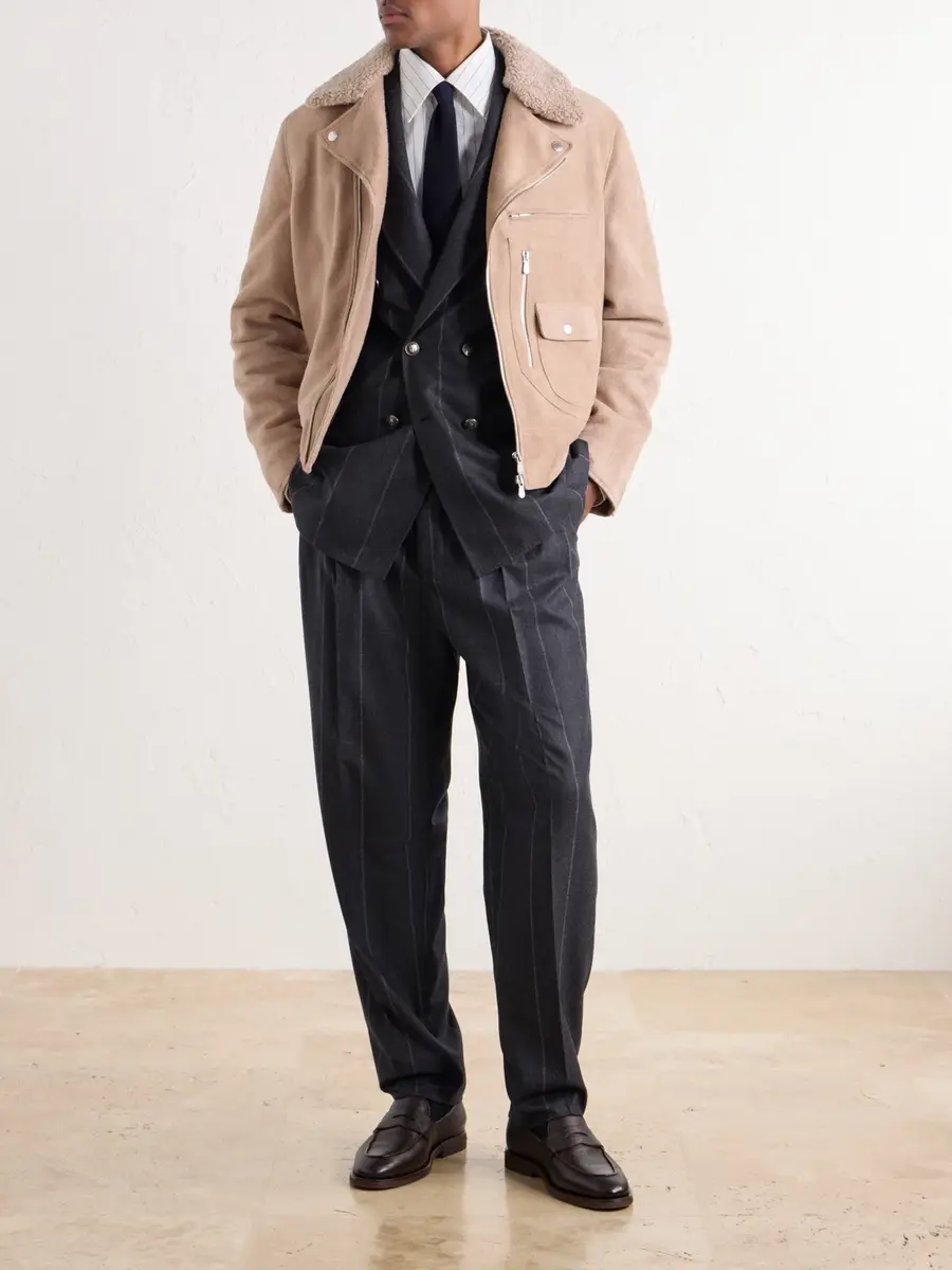 Brunello Cucinelli Straight-Leg Pinstriped Pleated Wool, Silk and Cashmere-Blend Flannel Suit Trousers - Men | Thumbnail 2 Brunello Cucinelli Straight-Leg Pinstriped Pleated Wool, Silk and Cashmere-Blend Flannel Suit Trousers - Men | Thumbnail 2