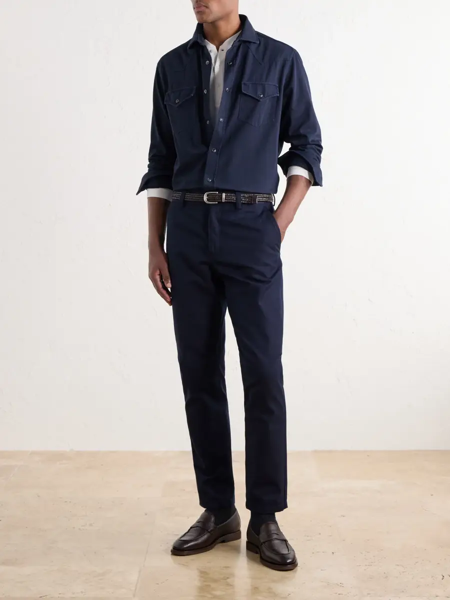 Brunello Cucinelli Cotton-Canvas Western Shirt - Men | Thumbnail 2 Brunello Cucinelli Cotton-Canvas Western Shirt - Men | Thumbnail 2
