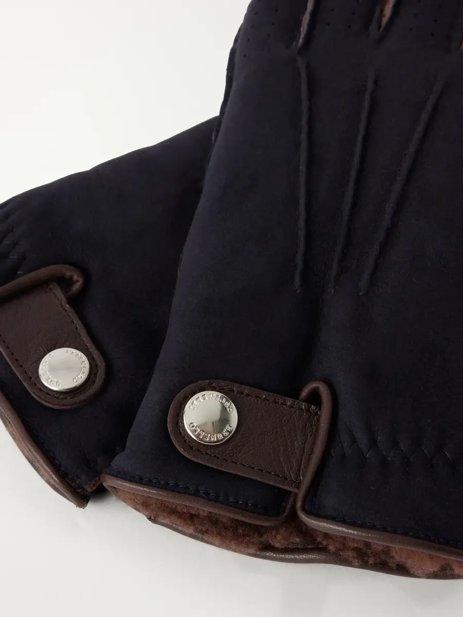 Brunello Cucinelli Leather-Trimmed Suede Gloves - Men | Thumbnail 2 Brunello Cucinelli Leather-Trimmed Suede Gloves - Men | Thumbnail 2