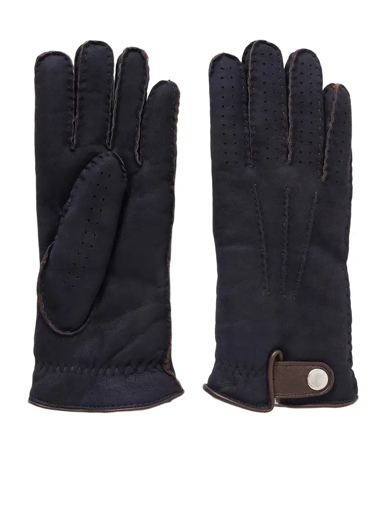 Leather-Trimmed Suede Gloves - Men Leather-Trimmed Suede Gloves - Men