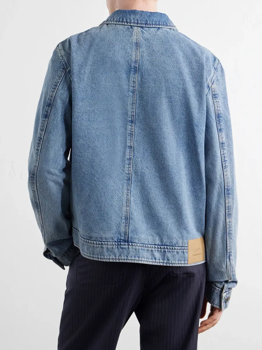 AMI PARIS Logo-Embroidered Washed-Denim Jacket - Men | Thumbnail 4 AMI PARIS Logo-Embroidered Washed-Denim Jacket - Men | Thumbnail 4