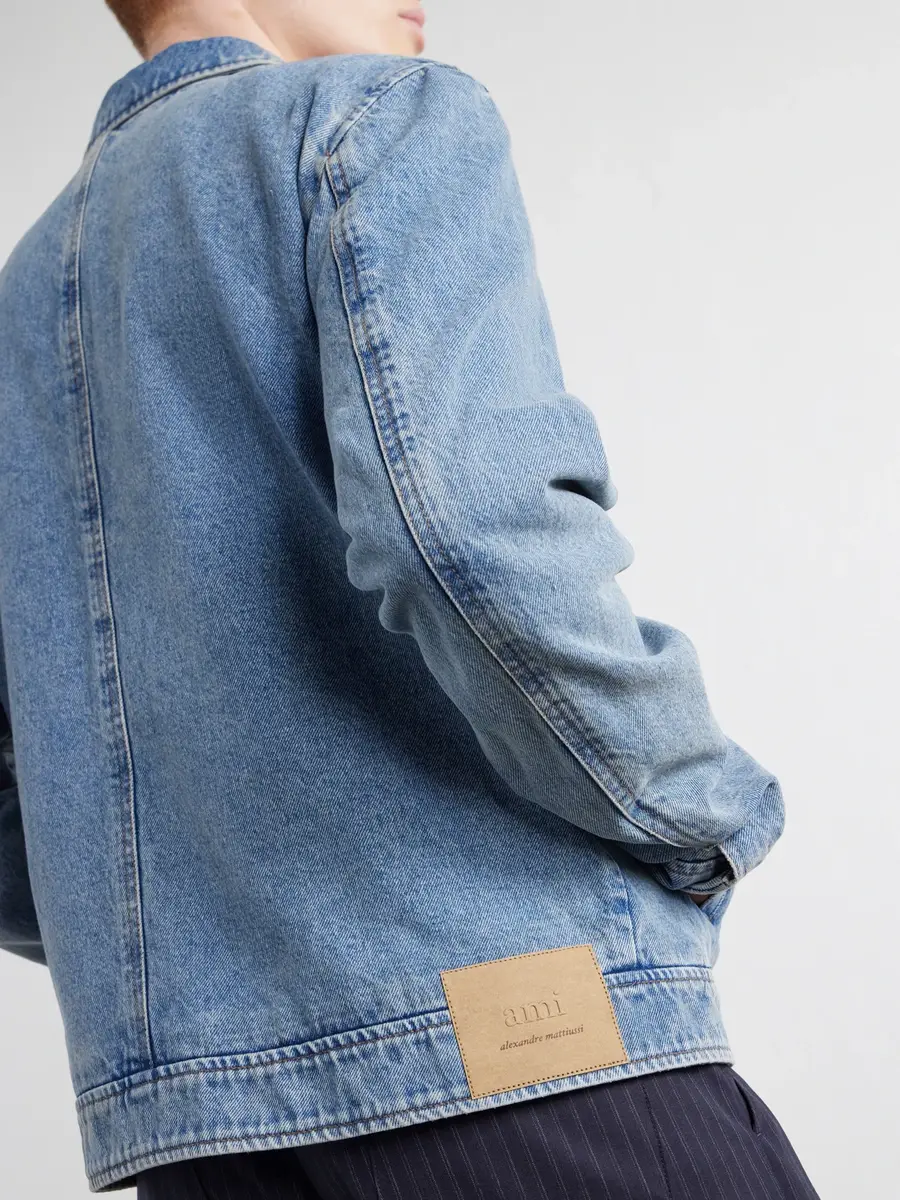AMI PARIS Logo-Embroidered Washed-Denim Jacket - Men | Thumbnail 5 AMI PARIS Logo-Embroidered Washed-Denim Jacket - Men | Thumbnail 5
