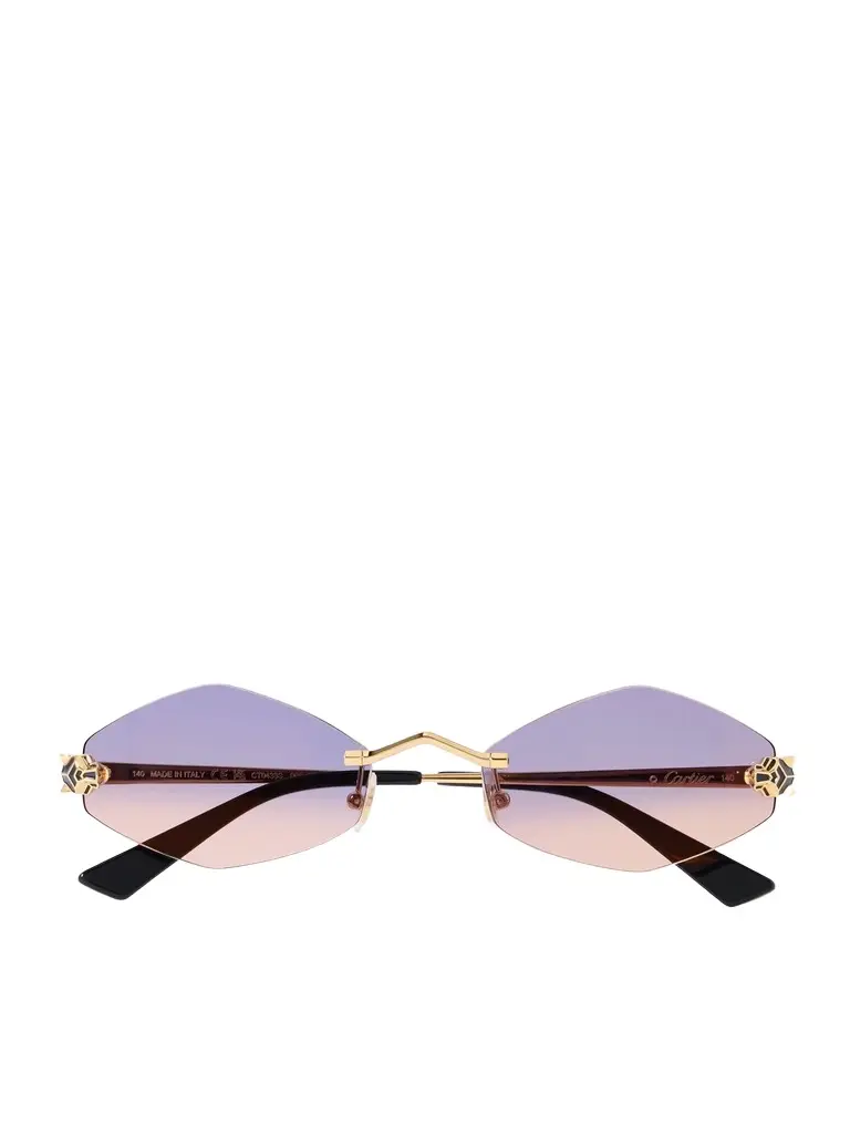 Cartier Eyewear Panthère de Cartier Rimless Hexagon-Frame Gold-Tone Metal Sunglasses - Men