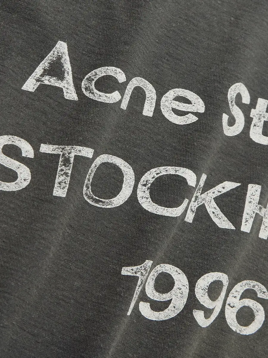Acne Studios Edden U 1996 Logo-Print Distressed Cotton and Hemp-Blend T-Shirt - Men | Thumbnail 4 Acne Studios Edden U 1996 Logo-Print Distressed Cotton and Hemp-Blend T-Shirt - Men | Thumbnail 4