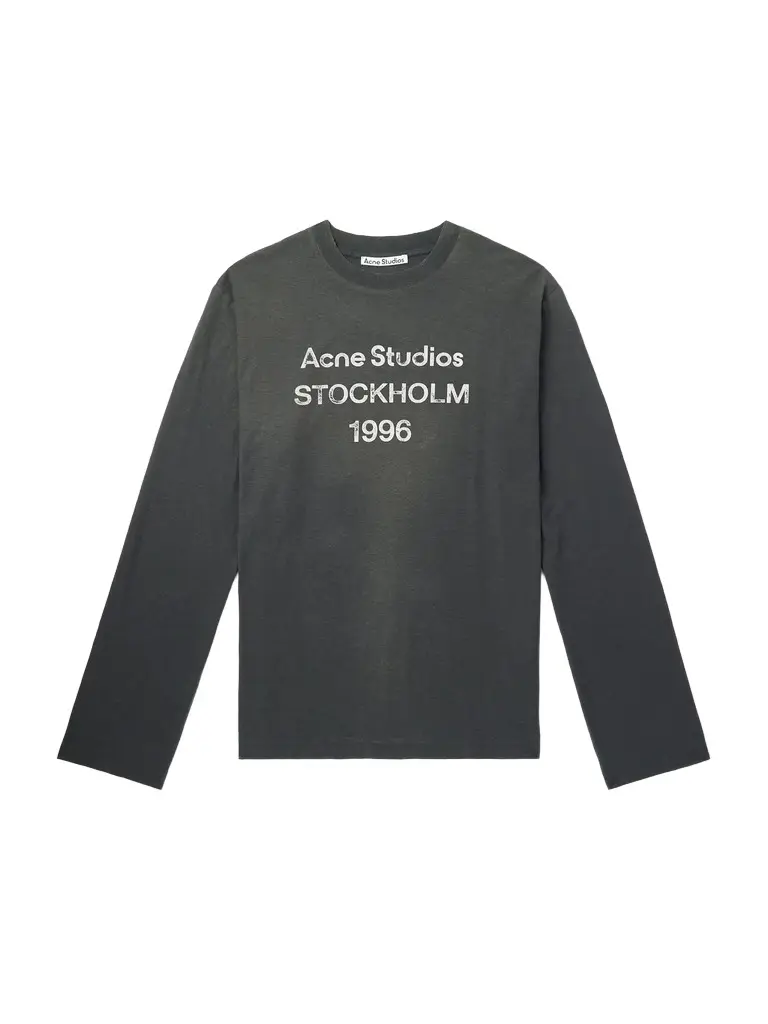 Acne Studios Edden U 1996 Logo-Print Distressed Cotton and Hemp-Blend T-Shirt - Men