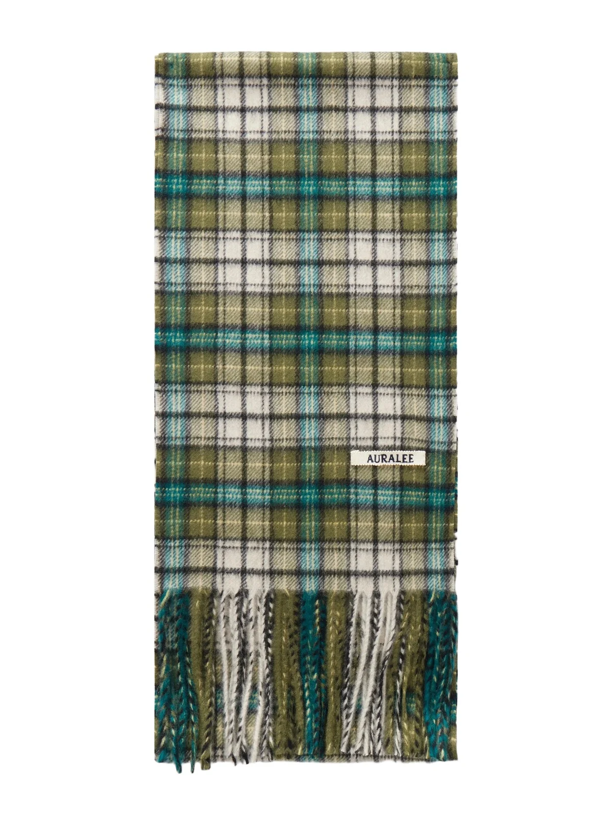 Auralee Fringed Checked Cashmere Scarf - Men