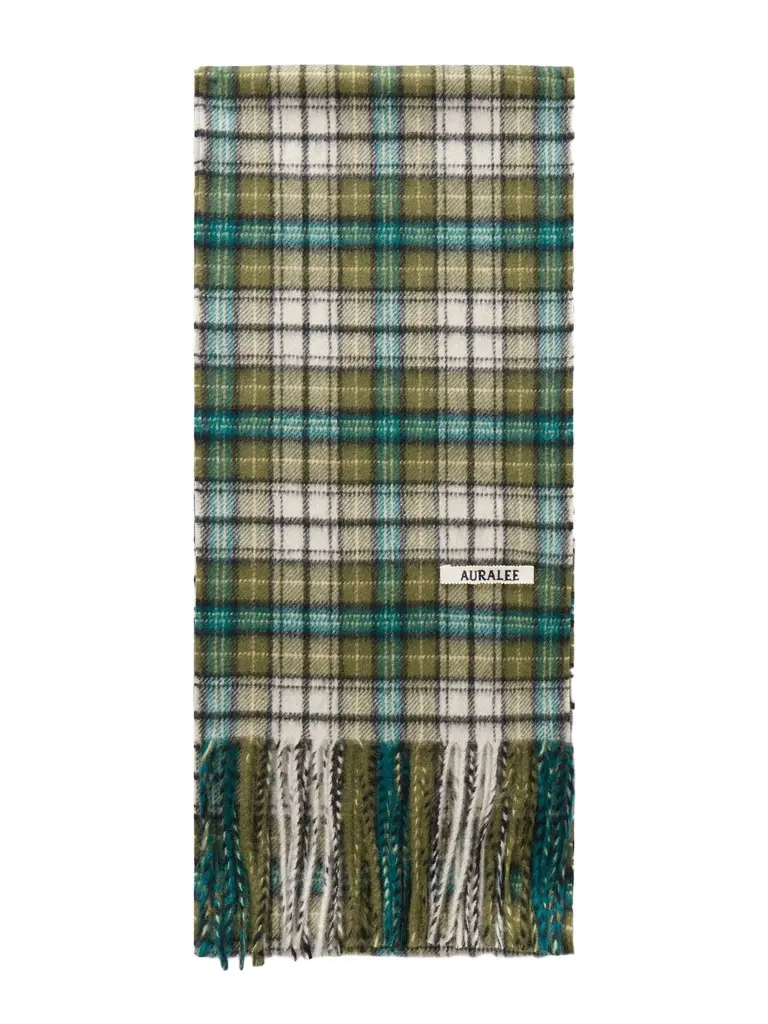 Auralee Fringed Checked Cashmere Scarf - Men