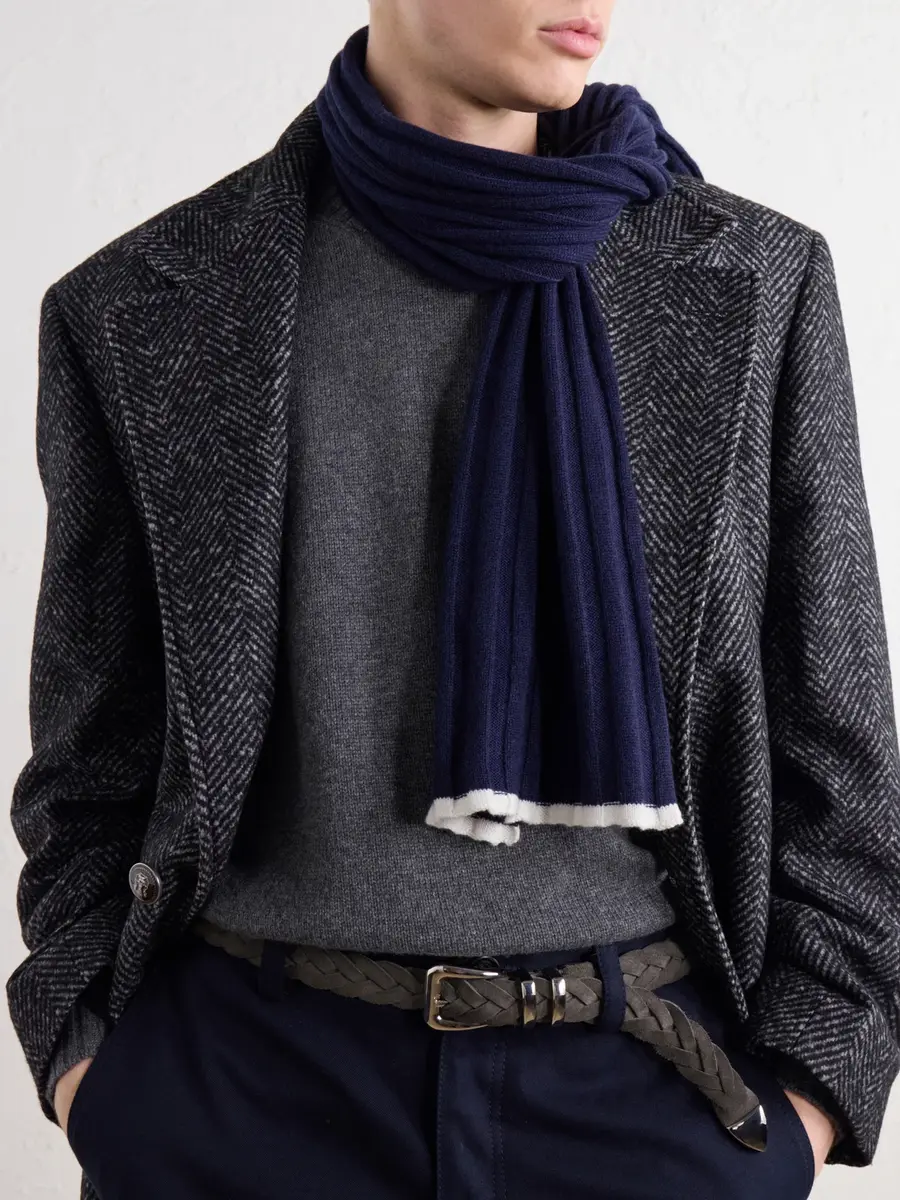 Brunello Cucinelli Ribbed Cashmere Scarf - Men | Thumbnail 3