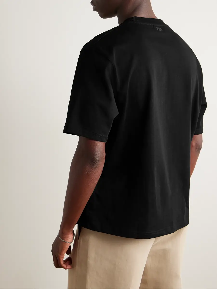AMI PARIS Logo-Embroidered Organic Cotton-Jersey T-Shirt - Men | Thumbnail 4 AMI PARIS Logo-Embroidered Organic Cotton-Jersey T-Shirt - Men | Thumbnail 4