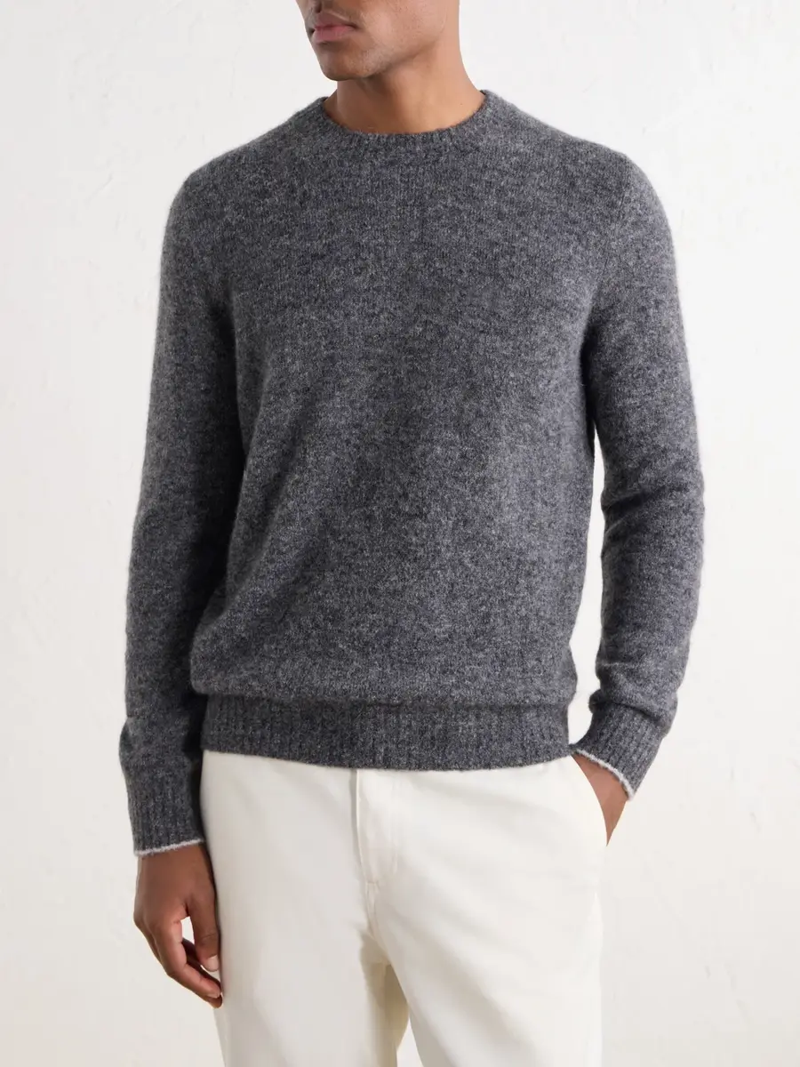 Brunello Cucinelli Mélange Brushed Cashmere Sweater - Men | Thumbnail 3 Brunello Cucinelli Mélange Brushed Cashmere Sweater - Men | Thumbnail 3