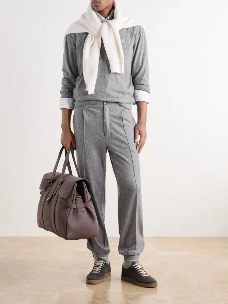 Brunello Cucinelli Tapered Pleated Cashmere Sweatpants - Men | Thumbnail 2 Brunello Cucinelli Tapered Pleated Cashmere Sweatpants - Men | Thumbnail 2
