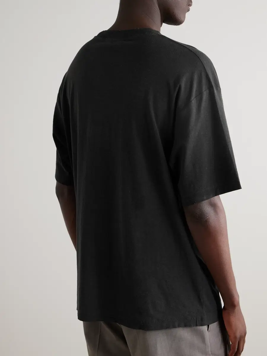 Acne Studios Exford Distressed Logo-Print Cotton-Jersey T-Shirt - Men | Thumbnail 3