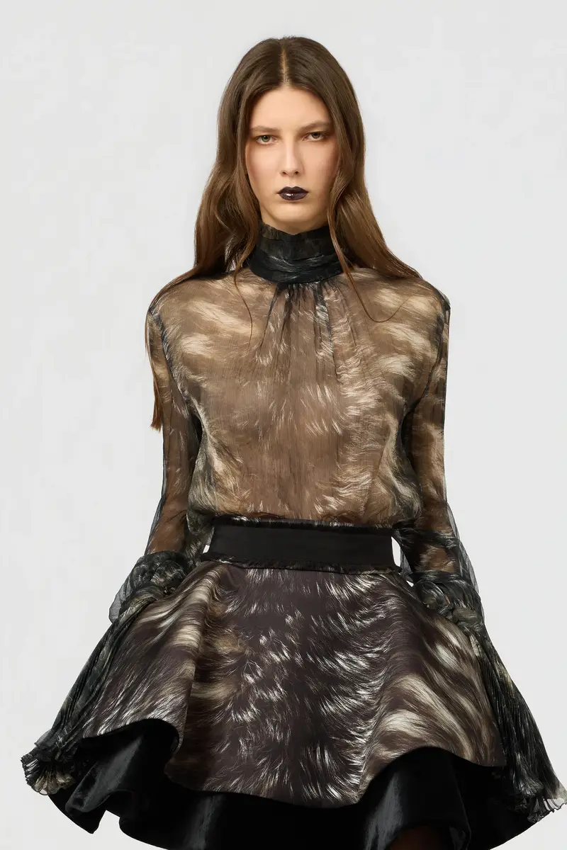 Roberto Cavalli Silk Blouse with Fur Print | Thumbnail 2 Roberto Cavalli Silk Blouse with Fur Print | Thumbnail 2