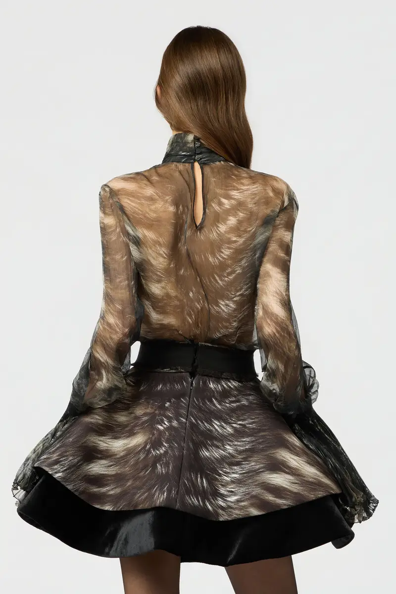 Roberto Cavalli Silk Blouse with Fur Print | Thumbnail 3 Roberto Cavalli Silk Blouse with Fur Print | Thumbnail 3