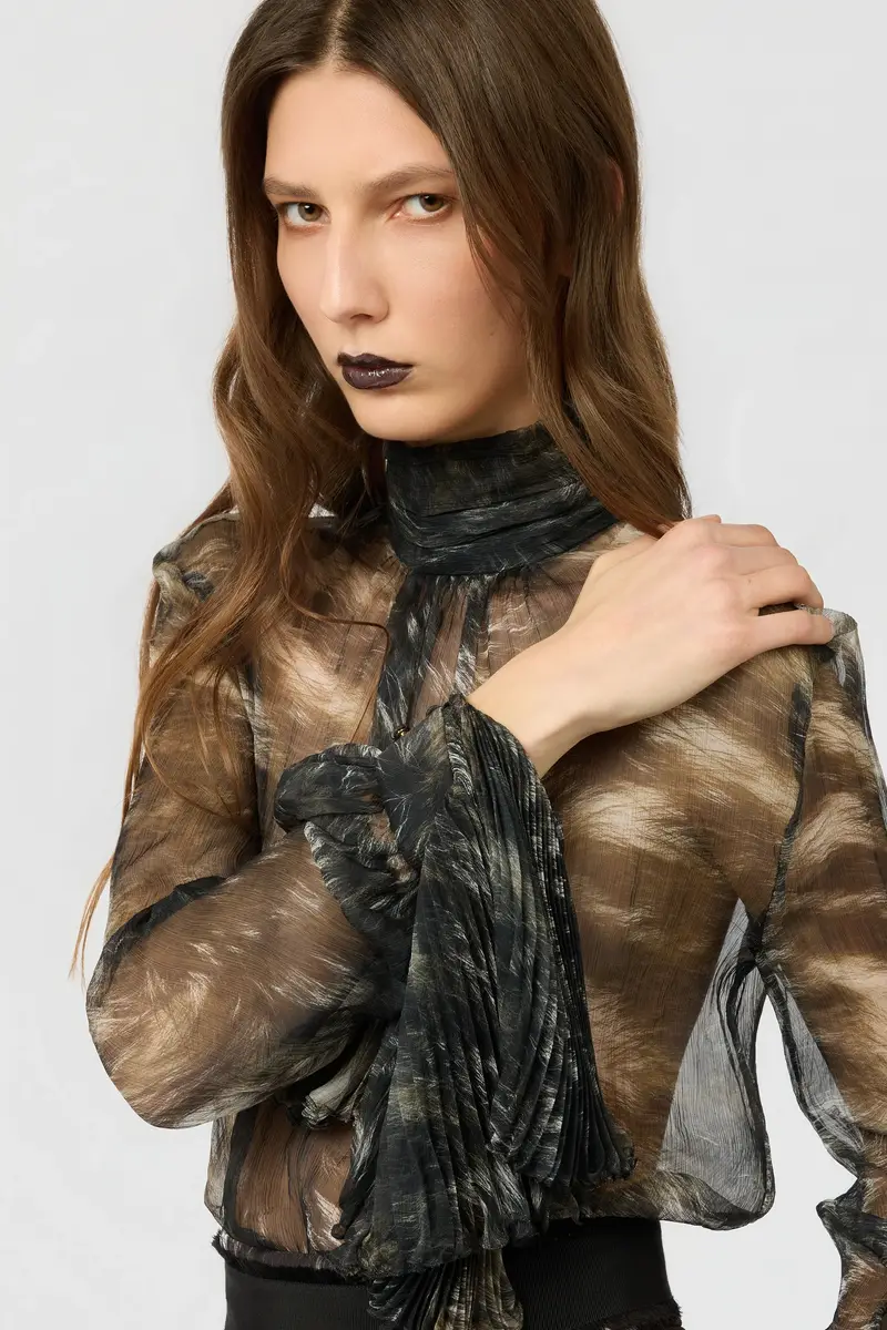 Roberto Cavalli Silk Blouse with Fur Print | Thumbnail 4 Roberto Cavalli Silk Blouse with Fur Print | Thumbnail 4