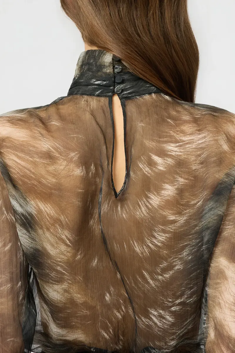 Roberto Cavalli Silk Blouse with Fur Print | Thumbnail 5 Roberto Cavalli Silk Blouse with Fur Print | Thumbnail 5
