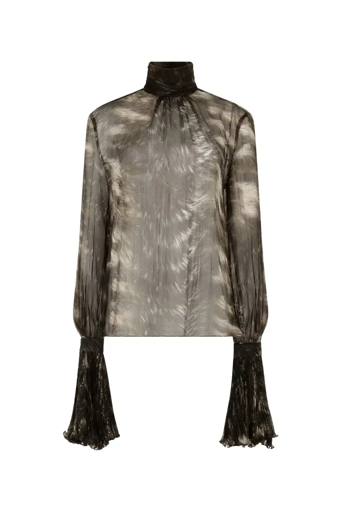 Silk Blouse with Fur Print Silk Blouse with Fur Print