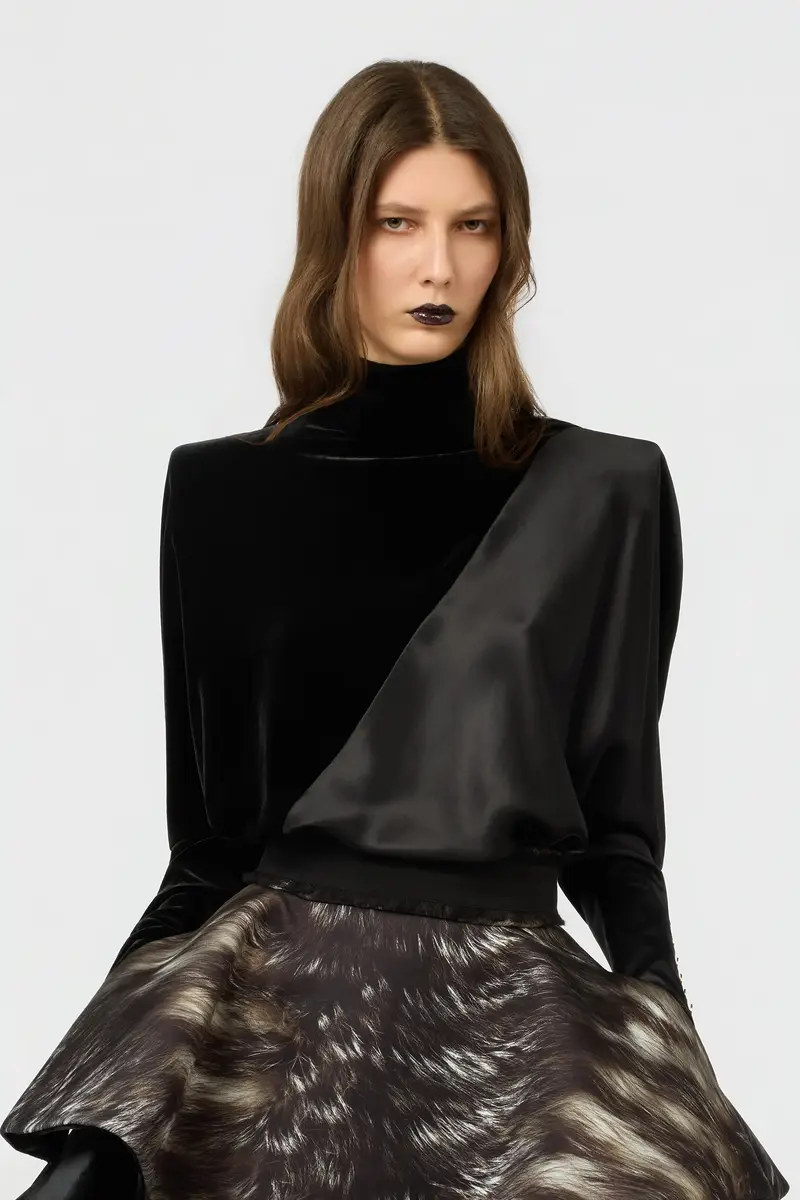 Roberto Cavalli Velvet And Silk Satin Blouse With Jewel Buttons | Thumbnail 2 Roberto Cavalli Velvet And Silk Satin Blouse With Jewel Buttons | Thumbnail 2