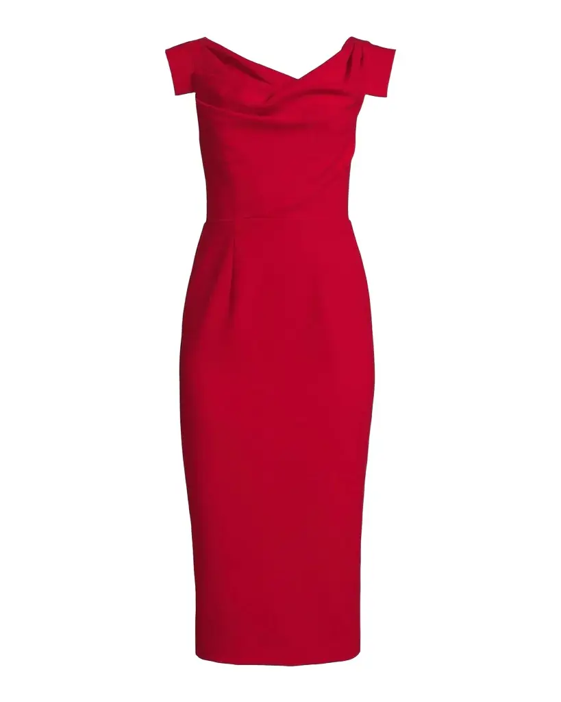 BLACK HALO Jackie Off-Shoulder Bodycon Midi Dress